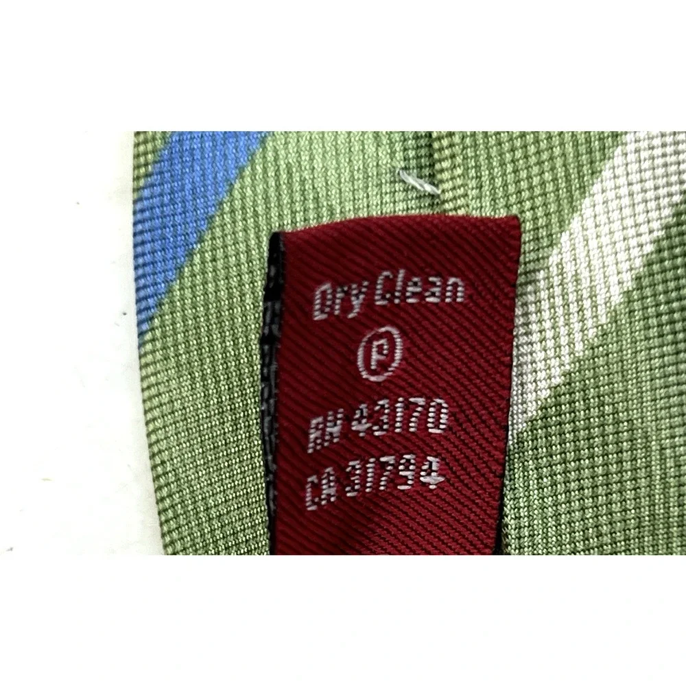 Chaps Green Blue Stripe Tie Silk 3.25